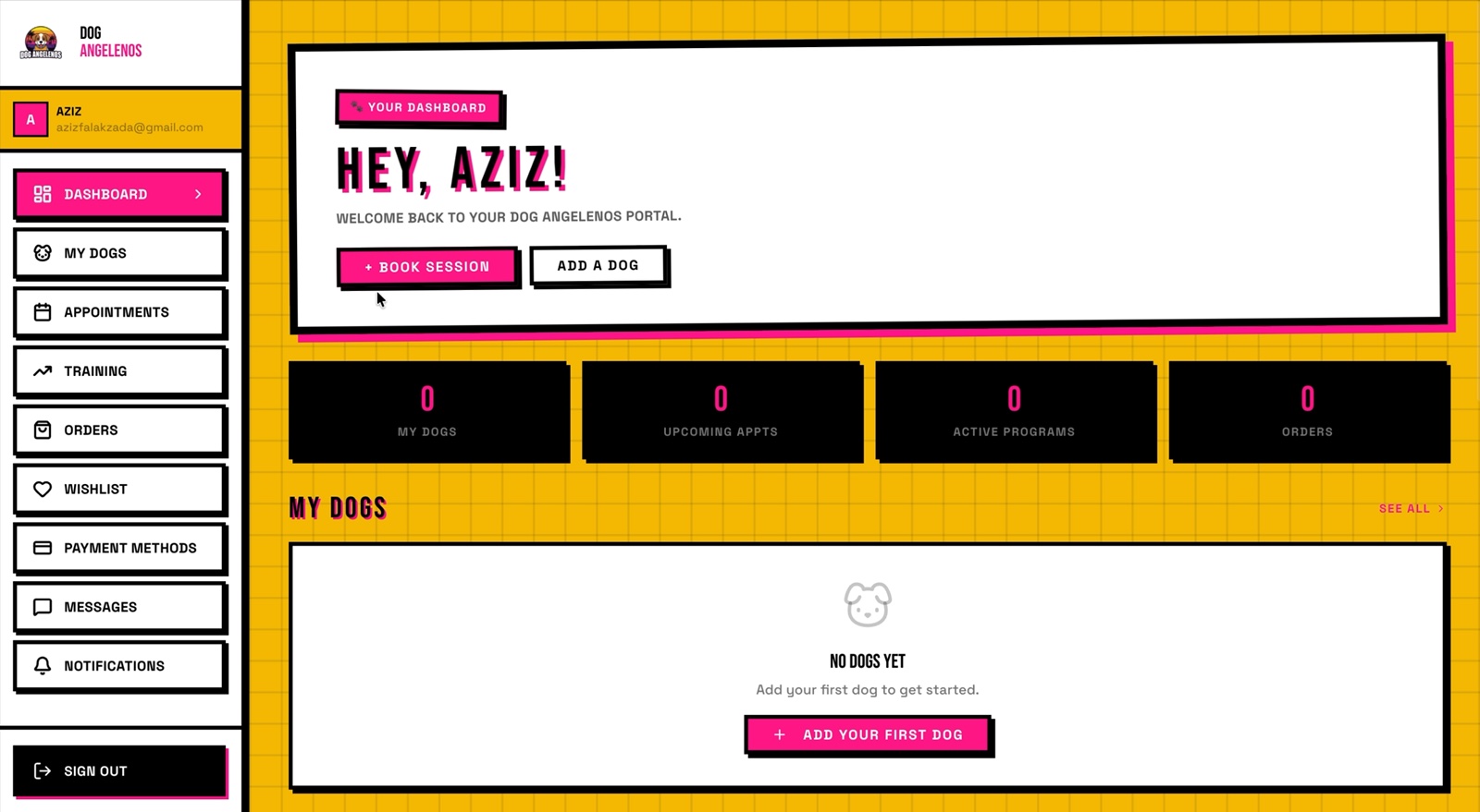 The Dog Angelenos client and team dashboard